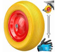 MASKO® Roue de brouette PU en Caoutchouc Plein 200 kg increvable 4,80/4,00-8 Ø 390 mm IN ssieu Roue de Remplacement Roue en Caoutchouc Jante en Acier Pneu increvable pour brouette