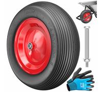 MASKO® Roue de brouette PU en caoutchouc plein 200 kg increvable 4,80/4,00-8 Ø 390 mm in ssieu Roue de remplacement Roue en caoutchouc jante en acier Pneu increvable pour brouette