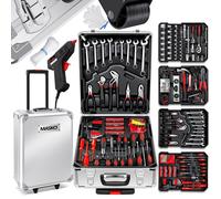 Coffret d'outils MASKO® de 1400 pièces, en aluminium, avec roulettes, fonction trolley, qualité professionnelle