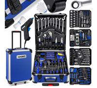 Coffret d'outils MASKO® de 1400 pièces, en aluminium, avec roulettes, fonction trolley, qualité professionnelle