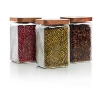 Mason & Fable Bocaux carrés en verre strié (1350ml, 3 pièces, 1350ml, 3 pièces)