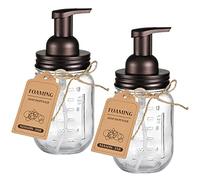 Mason Jar Lot de 2 distributeurs de Savon moussant - Couvercle en Acier Inoxydable antirouille/Pompe à Mousse sans BPA, avec étiquettes Tableau Noir - Distributeur de Savon pour Les Mains décoratif