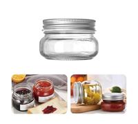 Mason Jars Bocal en verre à large ouverture avec couvercles hermétiques pour fermentation, marinage, préparation des repas, avoine et centres de table (argent, 150 ml)