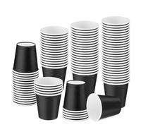 MASPHY [Lot de 100 gobelets en carton de 3 onces, gobelets de salle de bain jetables, mini gobelets à expresso, gobelets en carton jetables de 3 oz pour fête, pique-nique, bureau et voyage (noir)