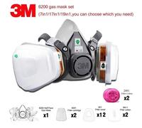 Masque à gaz 3M 6200, série de demi-masques anti-gaz, compatible avec les filtres 6001/2091/5n11, protection chimique et organique 6200 17in1