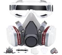 Masque de Protection Respiratoire Professionnel avec 22 Filtres Masque Anti-poussière Respiratoire Réutilisable Anti-gaz pour Peinture/Construction/Pulvérisation Chimique/Ponçage/Polissage, etc.
