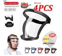 Masque de Protection Transparent anti-éclaboussures, masque Facial de Protection pour l'extérieur, masque de sécurité, couvre-tête, Protection du travail 1PCS Black Set