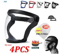 Masque de Protection Transparent pour le visage, masque de Protection pour l'extérieur, masque de sécurité, couvre-tête, Protection du travail, résistant aux éclaboussures 2PCS Blue Set