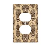 Masque de sortie duplex - Plaque murale - Motif ethnique artisanal - Sans plastique marron - Taille standard - Décoration pour la maison, le salon, la chambre à coucher, la salle de bain