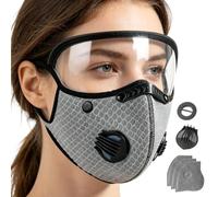Masque facial anti-poussière - Filtre à charbon avec lunettes de protection réglables - Masque anti-poussière pour tondre - Pour pelouse, arrière-cour, travaux de construction, extérieur, meulage