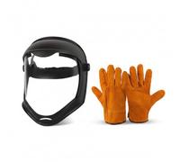 Masque facial intégral HD anti-buée avec gants, visière en polycarbonate résistant aux impacts, pour le meulage, le soudage et la tonte de pelouse.