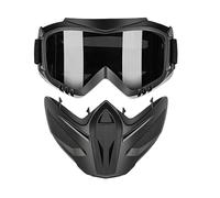 Masque Facial Moto Antibuée,avec Lunettes Détachables Protection Coupe-Vent Anti-Poussière,Écran Facial Réglable 2 en 1 pour Soudage | pour Ski, Soudure, Vélo, Travail Et