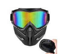 Masque Facial Moto Antibuée,Protecteur Coupe-Vent avec Lunettes Amovibles Incluses - Cache-Visage De Protection Faciale Réglable 2 en 1 | pour Hommes Ski Cyclisme Équitation Travail Jardinage