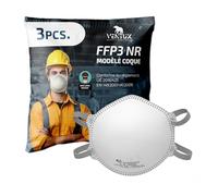 Masque FFP3 NR Lot de 3 Pièces - en Coque avec Valve, Blanc | Protection respiratoire jetable - Filtration 99 pour cent - EN 149:2001+A1:2009 - EPI catégorie III - Chantier et atelier