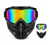 Masque Lunettes de Protection Intégral Amovible, Masque 2 en 1 pour Moto et Paintball avec Lentille PC Transparente, Anti-Buée avec Sangle Réglable pour Vélo, Ski et Sports Outdoor (Color)