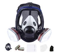Masque respiratoire complet avec filtre, verres antibuée, masque à gaz contre gaz, poussières, vapeurs, particules, peinture