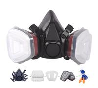 Masque respiratoire complet, réutilisable, masque à gaz avec filtre, masque anti-poussière, masque respiratoire pour poussières fines, 10 tampons de coton filtrables, masque complet réutilisable pour