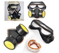 Masque Respiratoire Double Cartouche à Charbon Actif avec Lunettes Intégrées Protection Gaz Vapeurs Peinture Soudage