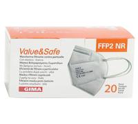 GIMA Value&Safe 20733 Lot de 20 masques filtrants ergonomiques pliables et résistants à la poussière FFP2 5 couches Blanc PSA de classe III 20 pièces dans emballage individuel Langues IT,GR,RO,PL,CZ