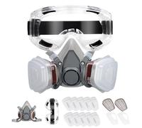 Masque respiratoire réutilisable avec lunettes de protection 20 filtres | Masque poussiere cartouche Silicone confortable lunette anti-buée Kit complet pour peinture, résine 3D, travaux de bricolage