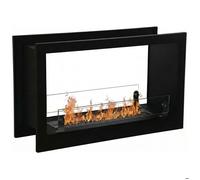 Massenzio - Cheminée à bioéthanol encastrable double face 90x55x30 cm avec brûleur de 2,3 litres Noir