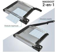 WAYTEX 77292 Massicot Rogneuse 2 en 1 pour Papier Carton et Feuilles Plastifiées Lame guillotine capacité 10 feuilles + 3 formes de découpe droite, ondulée, pointillée