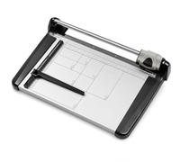 Massicot rotatif robuste, longueur de coupe 360 mm, capacité de 15 feuilles | Double échelle en pouces/cm, guide d'alignement, base antidérapante et lame rétractable pour une coupe précise.