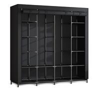 Massido Armoire en Tissu Pliable Stable à 14 étagères avec Housse de canapé et Structure en Acier Noir 170 x 45 x 170 cm