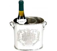 Massive table de luxe porte-bouteilles de vin Coat of Arms pour 1 bouteille de vin Finition nickel - Casa Padrino Luxury Collection - nickelé