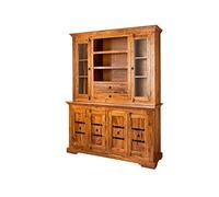 Buffet/Vitrine - Bois massif d'acacia laqué (Miel) - Style colonial - OXFORD #0530