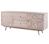 MASSIVMOEBEL24.DE Buffet 180x42 Acacia laqué Blanc MOSAYK #200