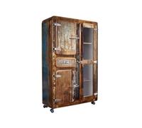 MASSIVMOEBEL24.DE Buffet avec vitrine et roulettes - Bois Massif recyclé laqué (Multicolore) - Inspiration Ethnique - FREEZY #34