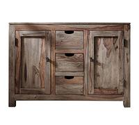 MASSIVMOEBEL24.DE Buffet Bas Sheesham Gris huilé Nature Grey #83 | 120x45x85 cm (BxTxH)63kgMaison de campagnemontémassif