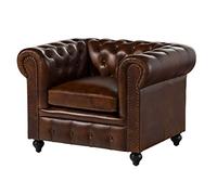 MASSIVMOEBEL24.DE Fauteuil en Cuir véritable Marron Chesterfield #102