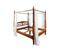MASSIVMOEBEL24.DE Lit à baldaquin 160x200 Acacia laqué Miel Oxford #0245