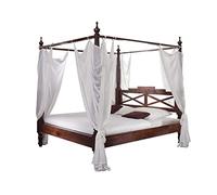 MASSIVMOEBEL24.DE Lit à baldaquin 180x200 Acacia laqué Nougat Oxford #246