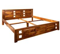 Stucture lit 180x200 - Bois massif d'acacia laqué (Miel) - Style colonial - OXFORD #0253