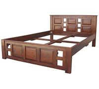MASSIVMOEBEL24.DE Lit Double 200x200 Acacia laqué Nougat Oxford #254