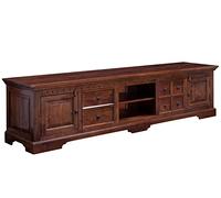 MASSIVMOEBEL24.DE Meuble TV 220x50 Acacia laqué Nougat Oxford #341
