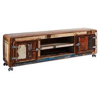 MASSIVMOEBEL24.DE Meuble TV avec roulettes - Bois Massif recyclé laqué (Multicolore) - Inspiration Ethnique - FREEZY #32