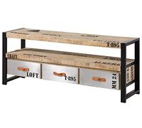 MASSIVMOEBEL24.DE Meuble TV Manguier Natur imprimé Factory #106 | 150x40x60 cm (BxTxH)41kgIndustrielmontémassif