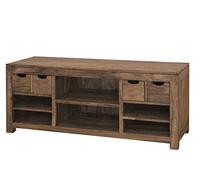 MASSIVMOEBEL24.DE Meuble TV Sheesham Gris huilé Nature Grey #40 | 148x50x62 cm (BxTxH)63kgMaison de campagnemontémassif