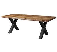 MASSIVMOEBEL24.DE Table à Manger Sheesham Natur sablé laqué Freeform | 200x100x77 cm (BxTxH)80kgModernedémontémassif