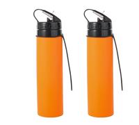 Masslla Gourde pliable en silicone orange de 600 ml pour cycliste, portable, incassable