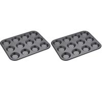 Master Class Crusty Bake Plat À Tarte Perforé, Antiadhésif Pfoa, Moule À Tarte 12 Trous, Acier Au Carbone Robuste 1 Mm, 32 X 24 cm (12.5 X 9.5''), Gris (Lot de 2)