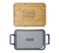 Master Class Lot de 2 Plats à Rôtir avec Poignées, Support en Silicone avec Planche pour Découpe et Service, Silicone Résistant à la Chaleur, Non Toxique, S’Adapte aux Plats de 50-40 cm