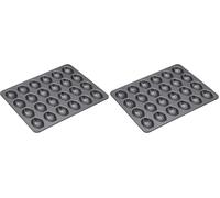 Master Class Plaque en acier carbone avec 24 mini moules à madeleines, Gris (Lot de 2)
