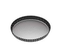Master Class Plat À Quiche Perforé Crusty Bake Avec Antiadhésif Pfoa Et Fond Souple, Plat À Tarte Cannelé, Acier Au Carbone Robuste De 1 Mm, 28 cm (11''), Noir