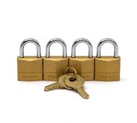 Master Lock 120Q, cadenas, en laiton massif, 1,9 cm de large, lot de 4 clés identiques