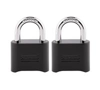Master Lock 178EC2 Lot de 2 cadenas à combinaison personnalisable résistant aux intempéries pour intérieur/extérieur pour casier de gym, portail, abri de jardin Noir